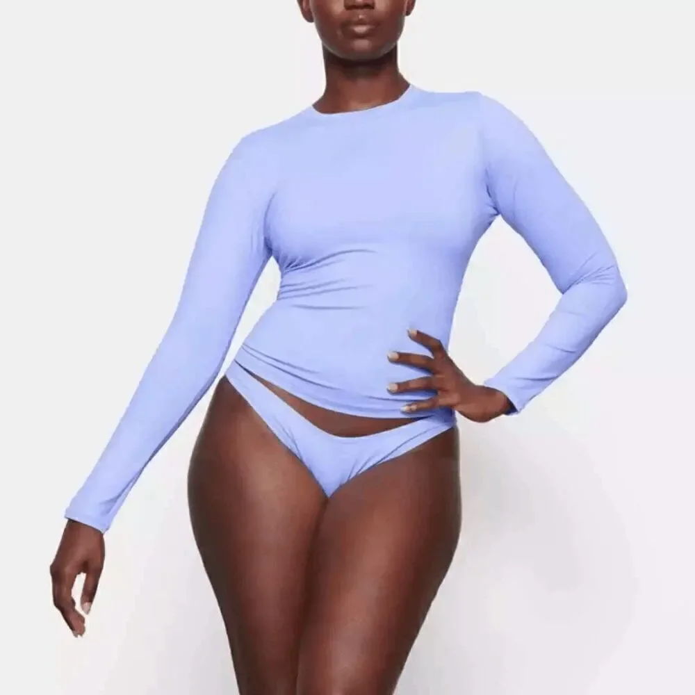 SKIMS Periwinkle Pastel Purple Long Sleeve Swim Rash Guard Top 2X